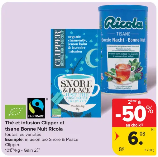 Offre: Thé et infusion Clipper et tisane Bonne Nuit 