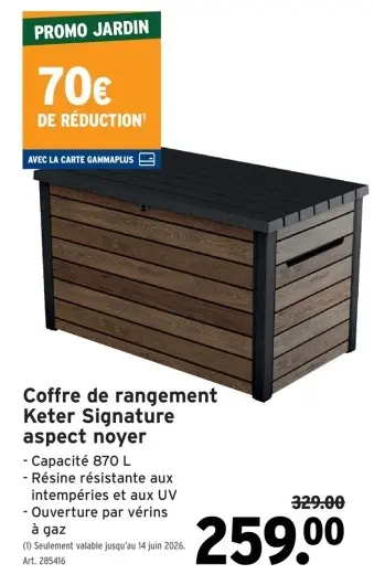 Offre: Coffre de rangement Keter Signature aspect noyer