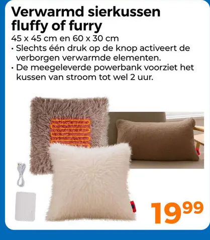 Aanbieding: Verwarmd sierkussen fluffy of furry