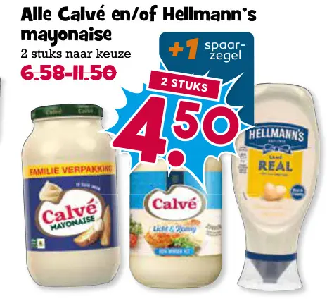 Aanbieding: Calvé en/of Hellmann's mayonaise