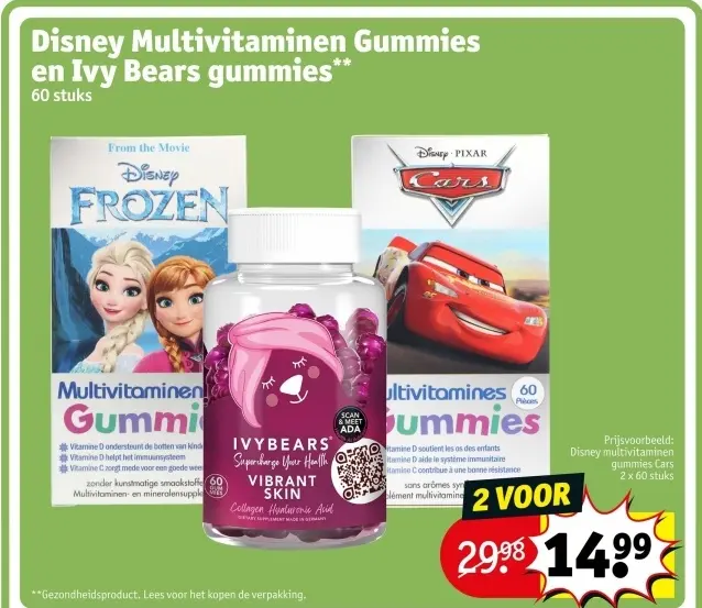 Aanbieding: Disney Multivitaminen Gummies en Ivy Bears gummies