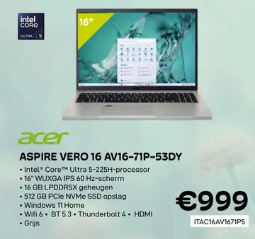 Aanbieding: Aspire vero 16 av16-71p-53dy