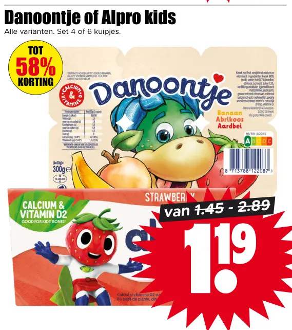 Aanbieding: Danoontje of Alpro kids