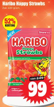 Aanbieding: Haribo Happy Strawbs