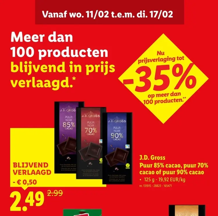 Promotie: Puur 85% cacao, puur 70% cacao of puur 90% cacao