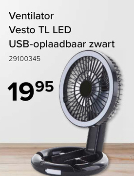 Aanbieding: Ventilator Vesto TL LED USB oplaadbaar