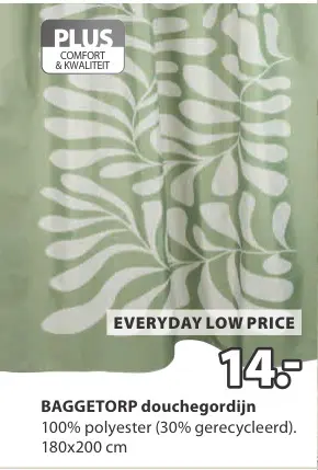 Promotie: BAGGETORP douchegordijn