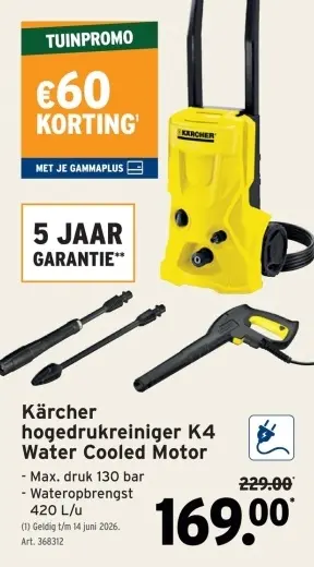 Promotie: Kärcher hogedrukreiniger K4 Water Cooled Motor