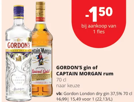 Promotie: GORDON'S gin of CAPTAIN MORGAN rum