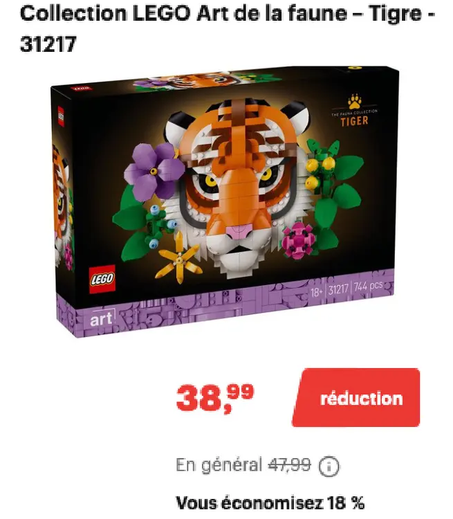 Offre: Collection LEGO Art de la faune - Tigre - 31217