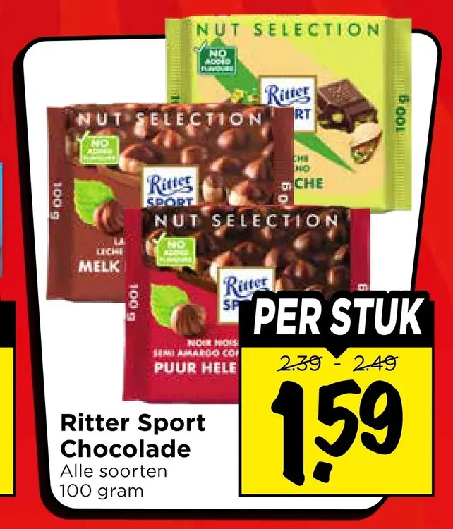 Aanbieding: Ritter Sport Chocolade