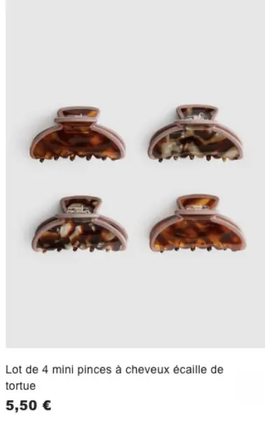 Offre: mini pinces à cheveux écaille de tortue