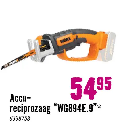 Aanbieding: Accu reciprozaag WG894E.9 (zonder accu)