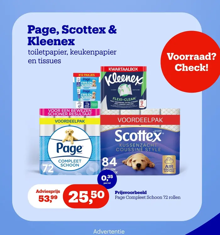 Aanbieding: Page, Scottex en Kleenex