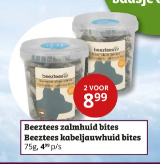 Aanbieding: Beeztees zalmhuid bites Beeztees kabeljauwhuid bites
