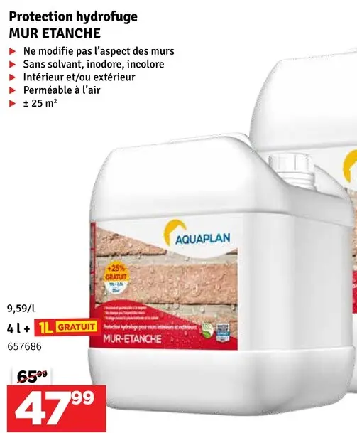 Offre: Protection hydrofuge MUR ETANCHE