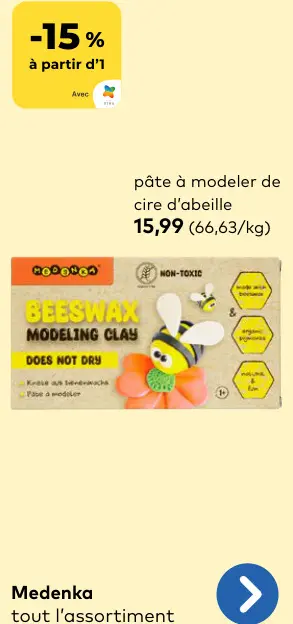 Offre: Medenka pâte à modeler de cire d'abeille