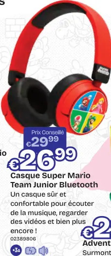 Offre: Casque Super Mario Team Junior Bluetooth