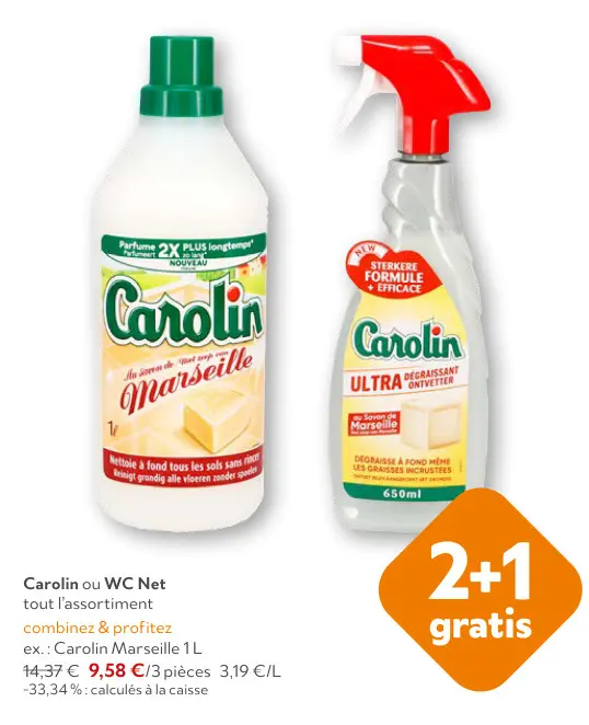 Offre: Carolin ou WC Net tout l'assortiment