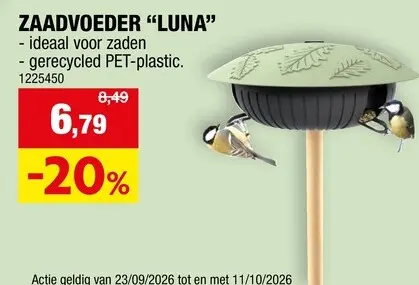 Promotie: Zaadvoeder "Luna"