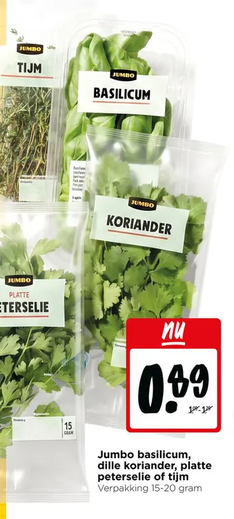 Aanbieding: Basilicum, dille koriander, platte peterselie