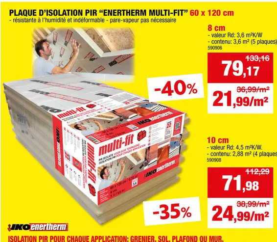 Offre: PLAQUE D'ISOLATION PIR "ENERTHERM MULTI-FIT" 