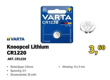 Aanbieding: Knoopcel Lithium CR1220