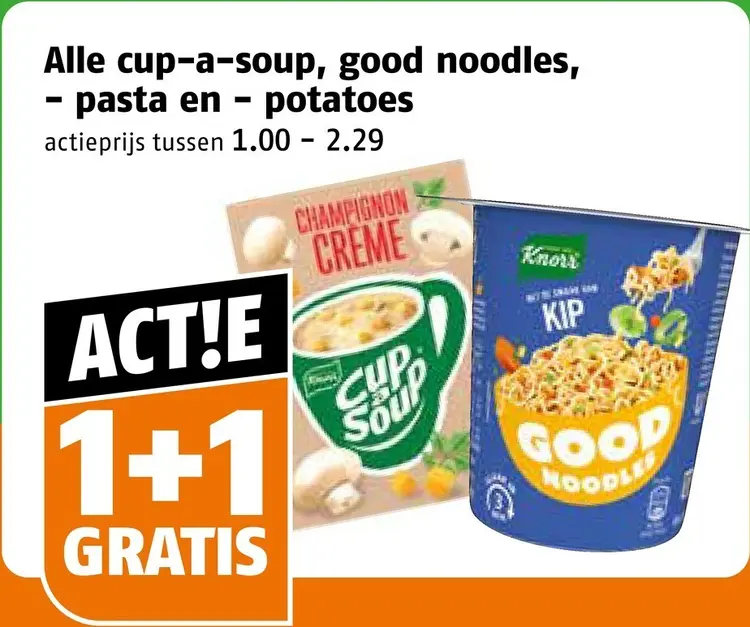 Aanbieding: Cup-a-soup, good noodles, pasta en potatoes