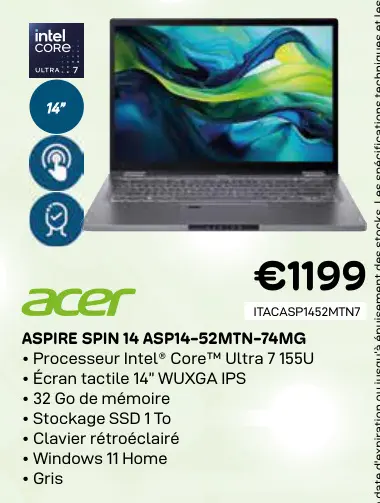 Offre: Acer aspire spin 14 asp14-52mtn-74mg