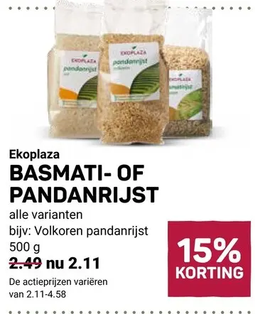 Aanbieding: Basmati- of pandanrijst