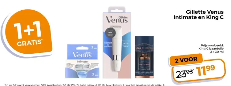 Aanbieding: Gillette Venus Intimate en King C