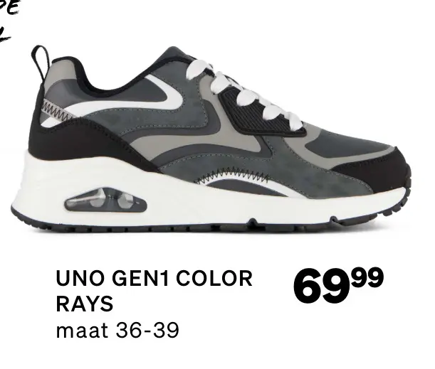 Aanbieding: Skechers Uno Gen1 Color Rays Sneakers zwart