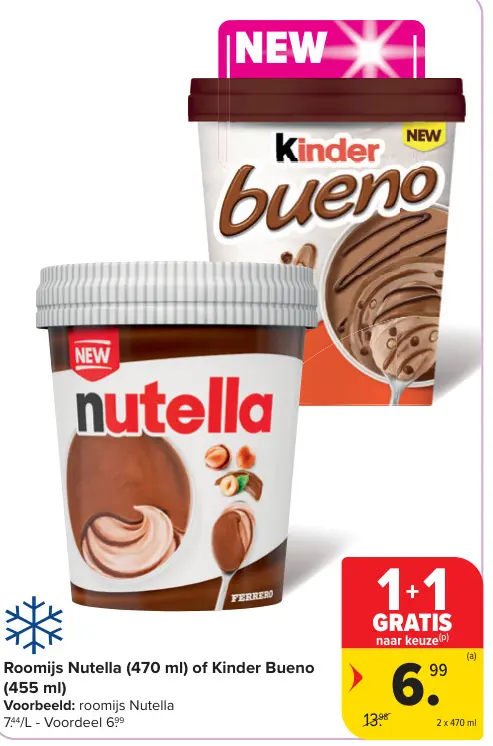 Promotie: Roomijs Nutella of Kinder Bueno