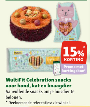 Aanbieding: MultiFit Celebration snacks voor hond , kat en knaagdier 15% korting
