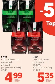 Offre: café moulu dessert ou moka