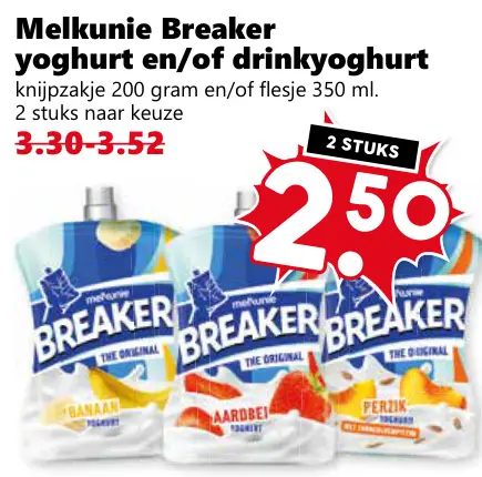 Aanbieding: Melkunie Breaker yoghurt en/of drinkyoghurt