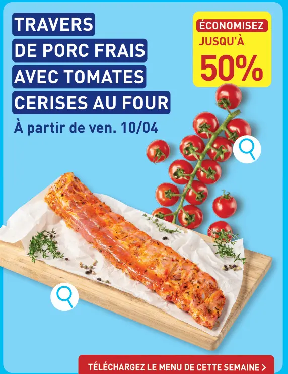 Offre: Travers de porc frais avec tomates cerises au four