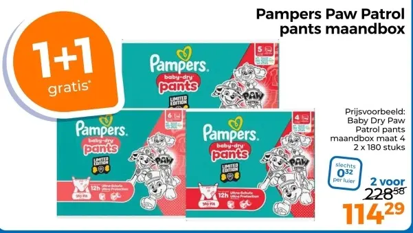 Aanbieding: Pampers Paw Patrol pants maandbox