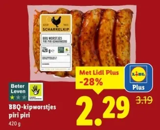 Aanbieding: BBQ-kipworstjes piri piri