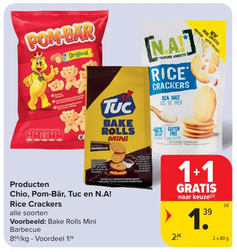 Promotie: Chio, Pom-Bär, Tuc en N.A! Rice Crackers