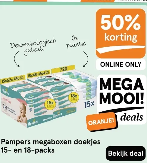 Aanbieding: Pampers megaboxen doekjes