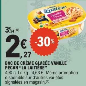 Promotie: Bac de crème glacée vanille pécan