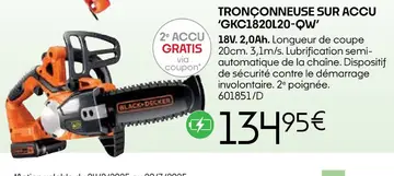 Offre: TRONÇONNEUSE SUR ACCU 'GKC1820L20-OW'