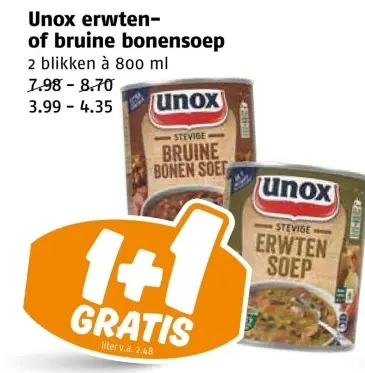 Aanbieding: erwten- of bruine bonensoep