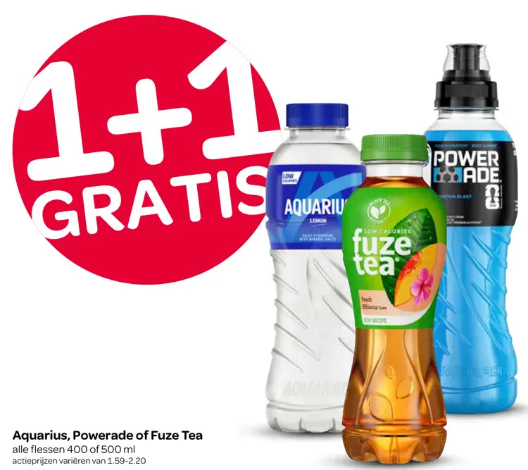 Aanbieding: Aquarius, Powerade of Fuze Tea