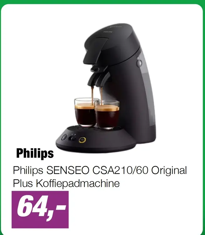 Aanbieding: Philips SENSEO CSA210/60 Original Plus Koffiepadmachine