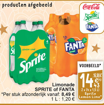 Aanbieding: Limonade SPRITE of FANTA