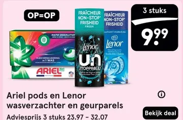 Aanbieding: Ariel pods en Lenor wasverzachter en geurpare