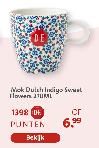 Aanbieding: Mok Dutch Indigo Sweet Flowers