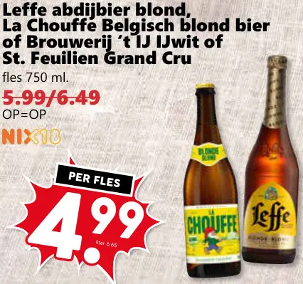 Aanbieding: Abdijbier blond, Belgisch blond bier of IJwit of Grand Cru